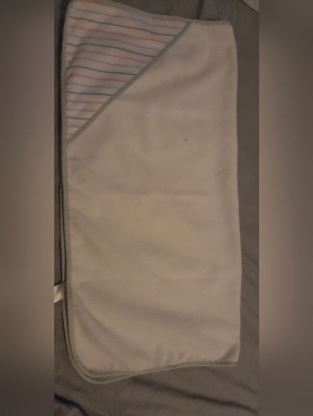 Neutral Cream Baby Blanket with Subtle Stripe Trim